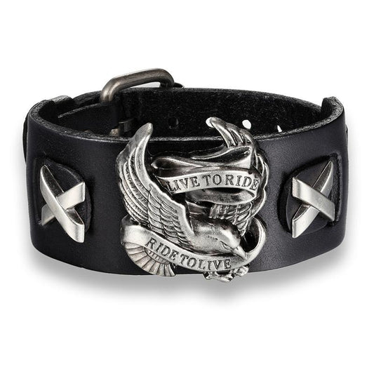 Eagle Punk Style Rider Genuine Leather Bracelet