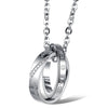 Dual Rings with Cubic Zirconia Couple Pendant Necklaces