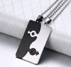 Two Tone Stainless Steel Couple Pendant Necklace