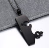 Two Tone Stainless Steel Couple Pendant Necklace