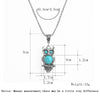 Blue Opal Stone and Rhinestone Owl Pendant Necklace Women’s Jewelry