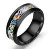 Stainless Steel Rainbow Colors Ingrain Dragon Pattern Inlay Men’s Wedding Ring