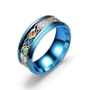 Stainless Steel Rainbow Colors Ingrain Dragon Pattern Inlay Men’s Wedding Ring