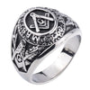 20mm Black Plated Stainless Steel Dome Shaped Patterned Imprints Masonic Men’s Ring - Innovato Store