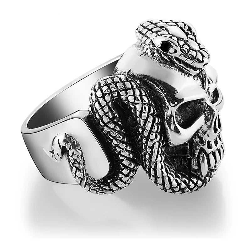 Skull and sale snake ring