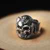 925 Sterling Silver 3D Skull and Snake Ring