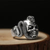 925 Sterling Silver 3D Skull and Snake Ring