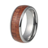 8mm Stainless Steel Wood Ring with Grooved and Brushed Finish - Innovato Store