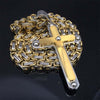Gold Cross 316L Stainless Steel Byzantine Chain Pendant Necklace
