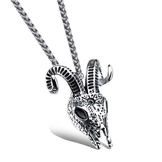 Silver Plated Goat Pendant Stainless Steel Necklace