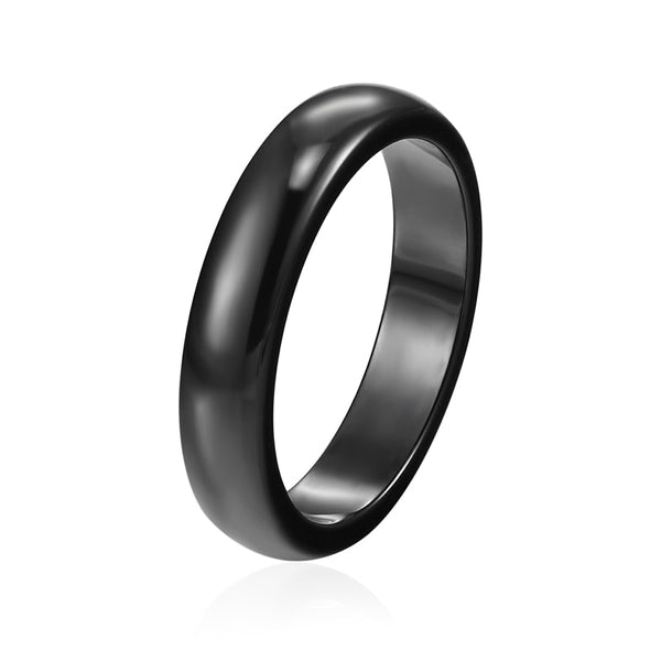 4mm Black Ceramic Ring for Woman or Men with Gloss Finish Smooth Surface and Beveled Edges - Innovato Store