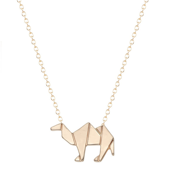 Origami Camel Pendant Necklace for Women