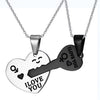 316L Stainless Steel Joint Heart and Key I Love You Pendant Necklace