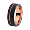 Unisex Black and Rose Gold Plated Brush Matte Finished Tungsten Wedding Ring