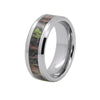 Silver Coated Tungsten carbide Metal with Camo Forest Design Inlay Wedding Ring