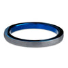 3mm Men’s Cool Blue Tungsten Carbide Interior with Brushed Black Tungsten Wedding Band - Innovato Store