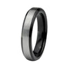 4mm Silver Brushed Matte Blacked Coated Tungsten Carbide Wedding Ring - Innovato Store