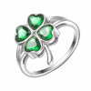 Lucky Four Leaf Clovers with Green Cubic Zirconia Engagement Ring