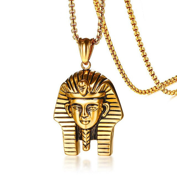Gold Egyptian Pharaoh Pendant Necklace