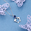 Romantic Blue Crystal Dolphins 925 Sterling Silver Necklace