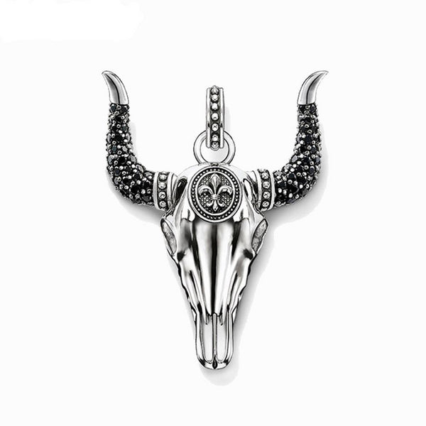 925 Sterling Silver Bull Skull Pendant Handmade Men’s Jewelry