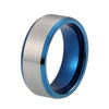 8mm Blue Inner with Silver Brushed Matte Blue Tungsten Carbide Ring - Innovato Store