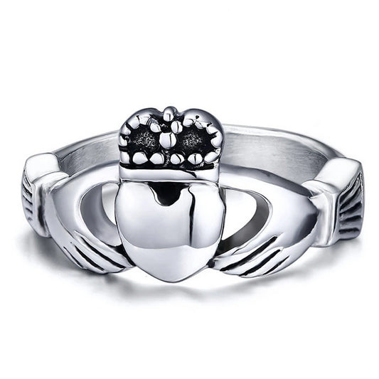 Silver Plated Titanium Claddagh Ring