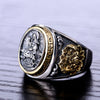 925 Sterling Silver Buddhism Goddess with Dragon Ring Men’s Jewelry - Innovato Store