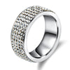 8mm Silver Accented 5 Rows Crystal Stainless Steel Unisex Wedding Band - Innovato Store