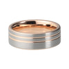 Gold Tone Tungsten Carbide Offset Pipe Cut Brushed Matte Ring