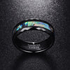8mm Elegant Abalone Color Inlay with Geometric Facets Band Tungsten Wedding Ring - Innovato Store