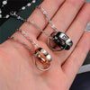 Black and Gold Rings with Cubic Zirconia Couple Pendant Necklaces