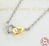 925 Sterling Silver Gold and Silver Connected Hearts Pendant Necklace