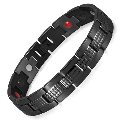 Black Stainless Steel Magnetic Bracelet for Men