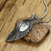 Men’s Stainless Steel Feather Evil Eye Pendant Necklace