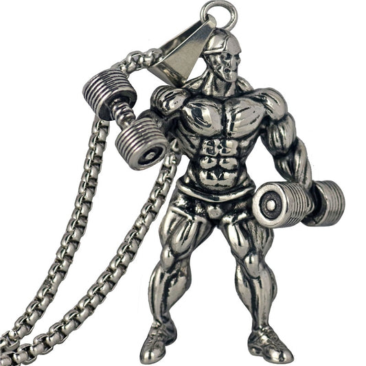 Dumbbell Pendant Necklace Fitness Sports Jewelry
