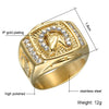 Hip Hop Horse Gold Plated Ring for Men with 12 Gemstones - Innovato Store