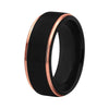 Elegant Black Tungsten Carbide Brushed Center with Rose Color Gold Coated Edges Wedding Ring - Innovato Store