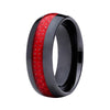 8mm Dome Shape Black Ceramic Band with Red Carbon Fiber Inlay Wedding Ring - Innovato Store