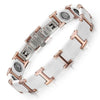 Tungsten and Ceramic Magnetic Bracelet White & Rose Gold