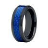 8mm Black Ceramic Band with Beveled Edges and Blue Carbon Fiber Inlay - Innovato Store