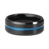 8mm Black Brushed Matte Surface with Blue Ridge Tungsten Carbide Ring - Innovato Store