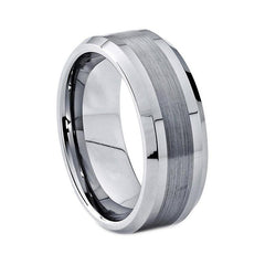 8mm Silver Classic Beveled Brushed Matte Tungsten Carbide Ring - Innovato Store