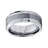 8mm Silver Classic Beveled Brushed Matte Tungsten Carbide Ring - Innovato Store
