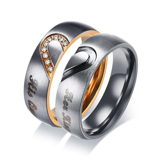 His Queen & Her King Tungsten Couple Wedding / Engagement Ring with CZ Stones - Innovato Store