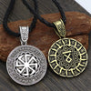 Men’s Pagan Sun Wheel and Kolovrat Symbol Pendant Necklace