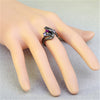 Vintage Ebony Accented Women Engagement Ring with Purple Cubic Zircon Crystals