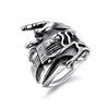 Rock Music Ring with Victory Gesture and Guitar for Men