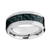 8mm Elegant Black Carbon Fiber Inlay with Green line and Silver Coated Tungsten Carbide Wedding Ring - Innovato Store