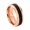 Black Basket Weave Tungsten Carbide Inlay Beveled Gold Plated Edges Wedding Band - Innovato Store